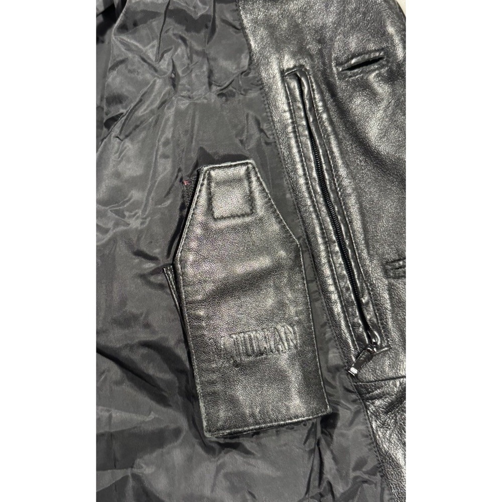 VTG 90s M Julian Wilsons Leather Jacket Mens Large Black Grunge Matrix Car Coat - Picture 11 of 12